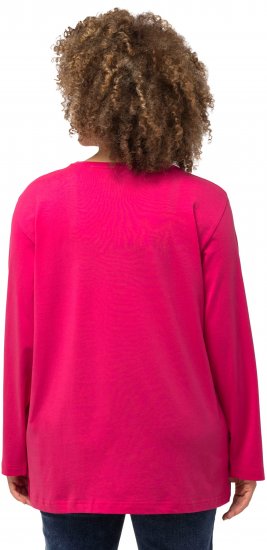 Ulla Popken Back To Basics V-Neck Relaxed Fit Cotton Tee Magenta Pink - T-shirt - 