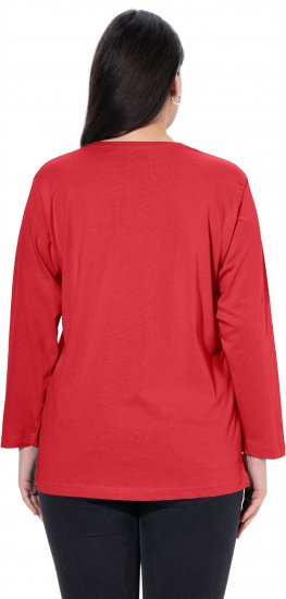 Ulla Popken Back To Basics V-Neck Relaxed Fit Cotton Tee Salsa Red - T-shirt - 