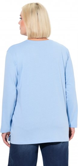 Ulla Popken Back To Basics V-Neck Relaxed Fit Cotton Tee Light Blue - T-shirt - 