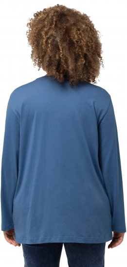 Ulla Popken Back To Basics V-Neck Relaxed Fit Cotton Tee Denim Blue - T-shirt - 