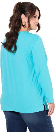 Ulla Popken Back To Basics V-Neck Relaxed Fit Cotton Tee Deep Aqua - T-shirt - 