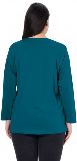 Ulla Popken Back To Basics V-Neck Relaxed Fit Cotton Tee Cerulean - T-shirt - 