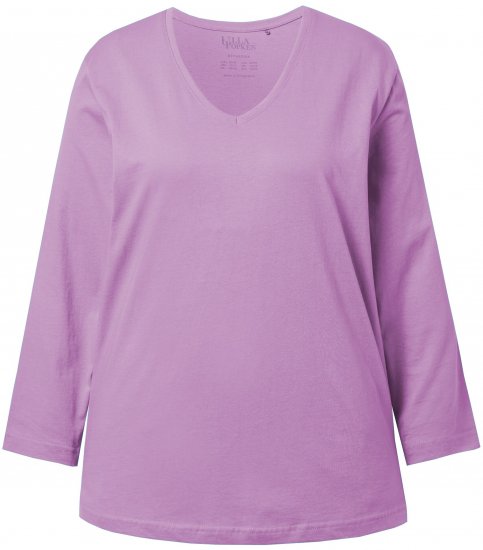 Ulla Popken Back To Basics V-Neck Relaxed Fit Cotton Tee Lavender - T-shirt - 