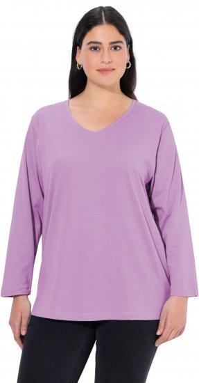 Ulla Popken Back To Basics V-Neck Relaxed Fit Cotton Tee Lavender - T-shirt - 