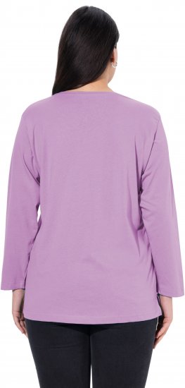 Ulla Popken Back To Basics V-Neck Relaxed Fit Cotton Tee Lavender - T-shirt - 