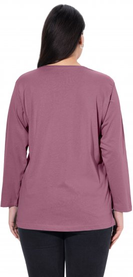 Ulla Popken Back To Basics V-Neck Relaxed Fit Cotton Tee Dark Rose - T-shirt - 