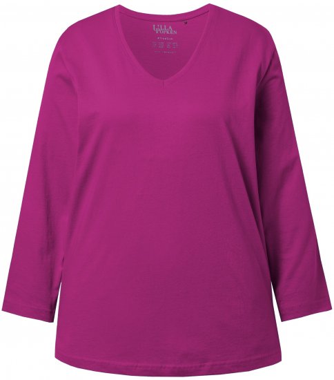 Ulla Popken Back To Basics V-Neck Relaxed Fit Cotton Tee Berry - T-shirt - 