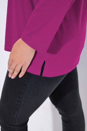 Ulla Popken Back To Basics V-Neck Relaxed Fit Cotton Tee Berry - T-shirt - T-shirt da donna taglie comode