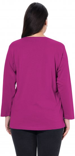 Ulla Popken Back To Basics V-Neck Relaxed Fit Cotton Tee Berry - T-shirt - 