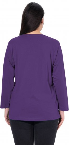 Ulla Popken Back To Basics V-Neck Relaxed Fit Cotton Tee Deep Violet - T-shirt - 