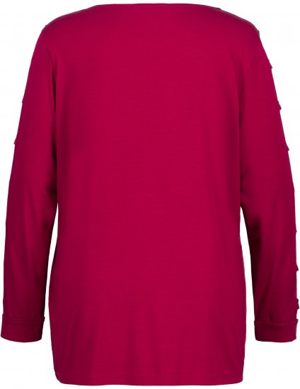 Ulla Popken Rhinestone Accent Statement Cutout Sleeve Stretch Knit Top Wine Red - T-shirt stampate da donna - 