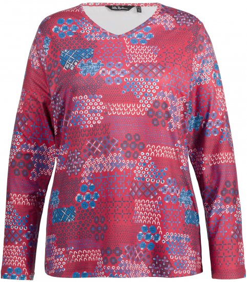 Ulla Popken Graphic Print Recycled Polyester Quick Dry Stretch Top Salsa Red - T-shirt stampate da donna - 