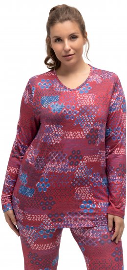 Ulla Popken Graphic Print Recycled Polyester Quick Dry Stretch Top Salsa Red - T-shirt stampate da donna - 