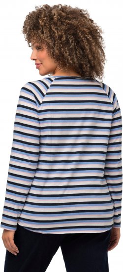 Ulla Popken Striped A-Line Long Sleeve Tee Navy Blue - T-shirt stampate da donna - 