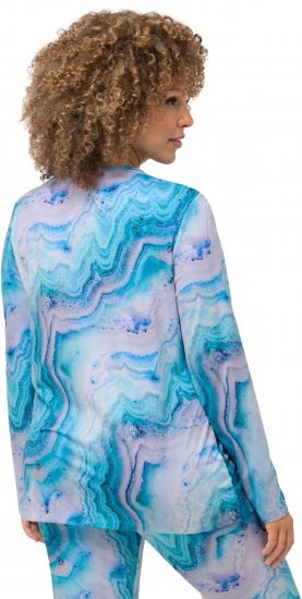 Ulla Popken Marble Ski Top with Gaiter Bright Turquoise - T-shirt stampate da donna - 