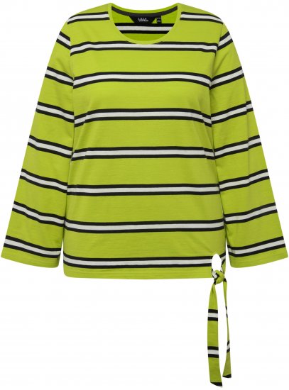 Ulla Popken Striped Hem Long Sleeve Tee Apple Green - T-shirt stampate da donna - 