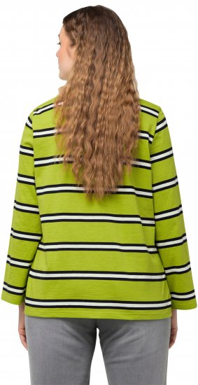 Ulla Popken Striped Hem Long Sleeve Tee Apple Green - T-shirt stampate da donna - 
