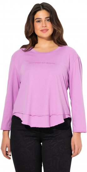 Ulla Popken Layered Look Memories Embroidered Long Sleeve Tee Amethyst - T-shirt stampate da donna - 