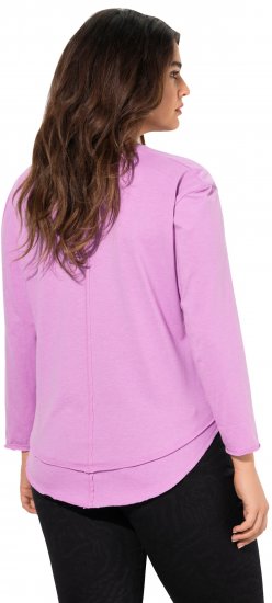 Ulla Popken Layered Look Memories Embroidered Long Sleeve Tee Amethyst - T-shirt stampate da donna - 