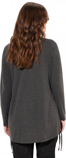 Ulla Popken Tie Hem Long Sleeve Graphic Tee Charcoal Grey Melange - T-shirt stampate da donna - 