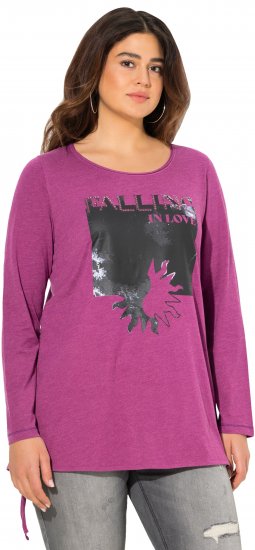 Ulla Popken Tie Hem Long Sleeve Graphic Tee Berry - T-shirt stampate da donna - 