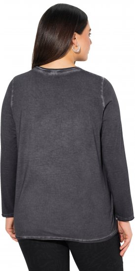 Ulla Popken Cold Dyed Sequined Heart Long Sleeve Tee Asphalt - T-shirt stampate da donna - 