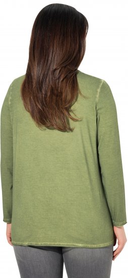 Ulla Popken Cold Dyed Sequined Heart Long Sleeve Tee Sage Green - T-shirt stampate da donna - 