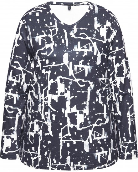 Ulla Popken Quick Drying Abstract Print Tee Black - T-shirt stampate da donna - 