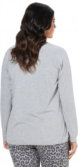 Ulla Popken Magic Feeling Long Sleeve Graphic Tee Light Grey Melange - T-shirt stampate da donna - 