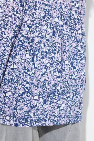 Ulla Popken Allover Printed Pleated Long Sleeve Tee Dark Blue - T-shirt stampate da donna - T-shirt con Stampa da Donna