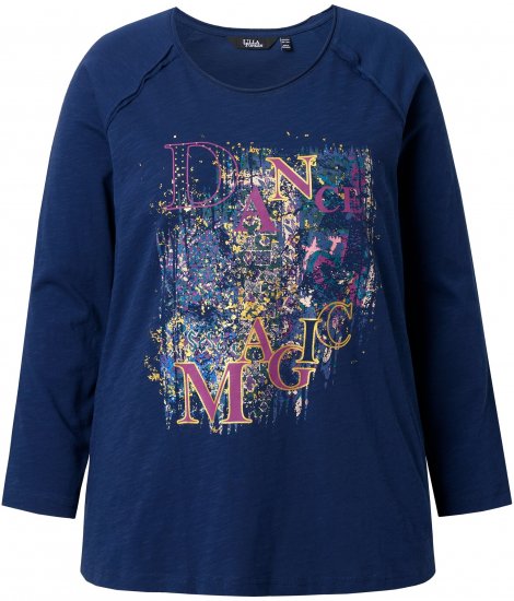 Ulla Popken Inverted Seam Long Sleeve Graphic Tee Ink Blue - T-shirt - 