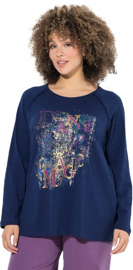 Ulla Popken Inverted Seam Long Sleeve Graphic Tee Ink Blue - T-shirt - 