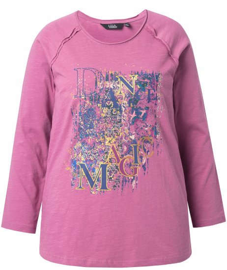 Ulla Popken Inverted Seam Long Sleeve Graphic Tee Dark Rose - T-shirt stampate da donna - 