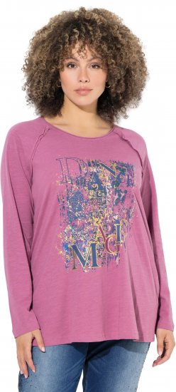 Ulla Popken Inverted Seam Long Sleeve Graphic Tee Dark Rose - T-shirt stampate da donna - 
