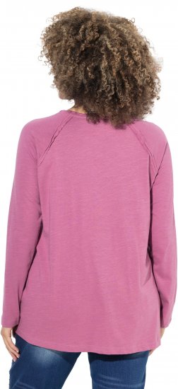 Ulla Popken Inverted Seam Long Sleeve Graphic Tee Dark Rose - T-shirt stampate da donna - 