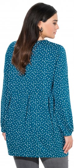 Ulla Popken Pleated Confetti Print Long Sleeve Tee Teal - T-shirt stampate da donna - 