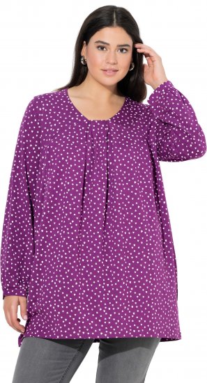 Ulla Popken Pleated Confetti Print Long Sleeve Tee Light Plum - T-shirt stampate da donna - 