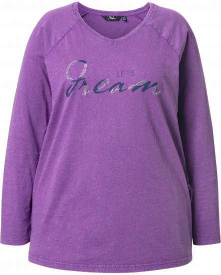 Ulla Popken Dream Rhinestone Lettering Long Sleeve Tee Light Plum - T-shirt stampate da donna - 