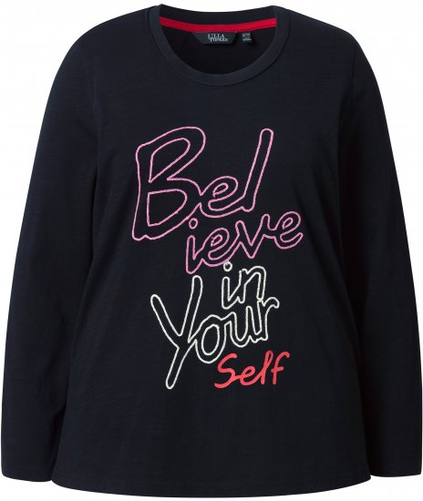 Ulla Popken Motivational Graphic Long Sleeve Tee Black - T-shirt stampate da donna - 