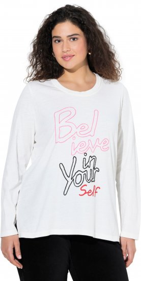Ulla Popken Motivational Graphic Long Sleeve Tee Off-White - T-shirt stampate da donna - 