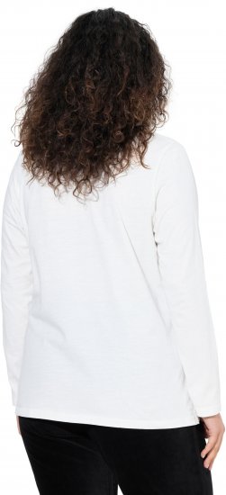 Ulla Popken Motivational Graphic Long Sleeve Tee Off-White - T-shirt stampate da donna - 