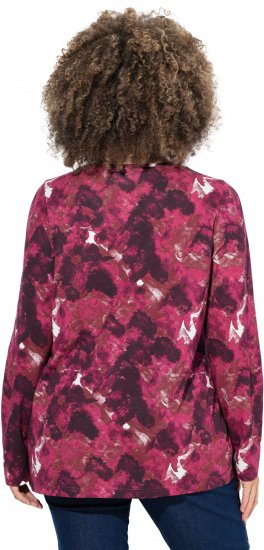 Ulla Popken Abstract Print Long Sleeve Tee Dark Ruby - T-shirt stampate da donna - 