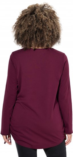 Ulla Popken Your Story Sequined Long Sleeve Tunic Tee Dark Ruby - T-shirt stampate da donna - 