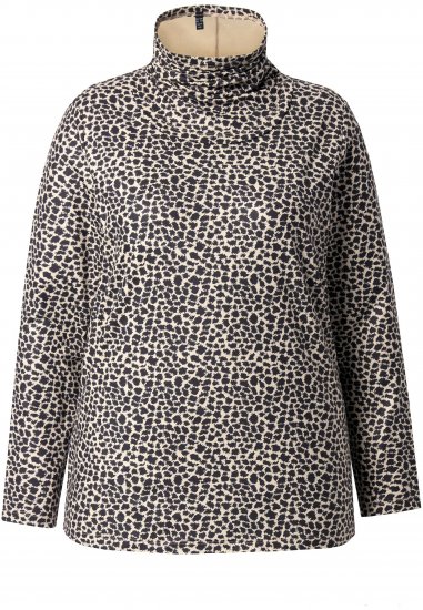 Ulla Popken Leopard Print Long Sleeve Ski Tee Black - T-shirt stampate da donna - 