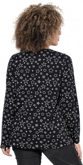 Ulla Popken Allover Printed Long Sleeve Tee Black - T-shirt stampate da donna - 