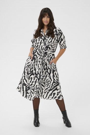 Kaffe Curve Alia Shirt Dress Black Chalk Animal - Vestiti midi - 
