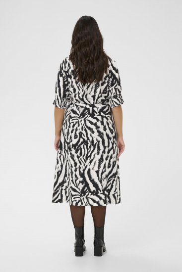 Kaffe Curve Alia Shirt Dress Black Chalk Animal - Vestiti midi - 