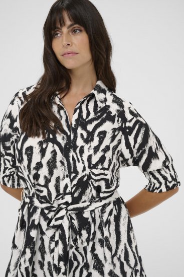 Kaffe Curve Alia Shirt Dress Black Chalk Animal - Vestiti midi - 