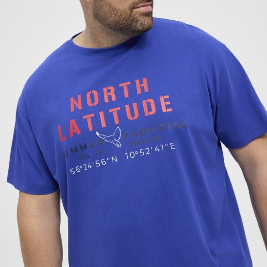 North Latitude T-shirt Printed Short Sleeve Blue - Magliette - Magliette Uomo Taglie Forti