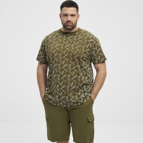 North Latitude T-shirt Allover Printed Green - Magliette - Magliette Uomo Taglie Forti